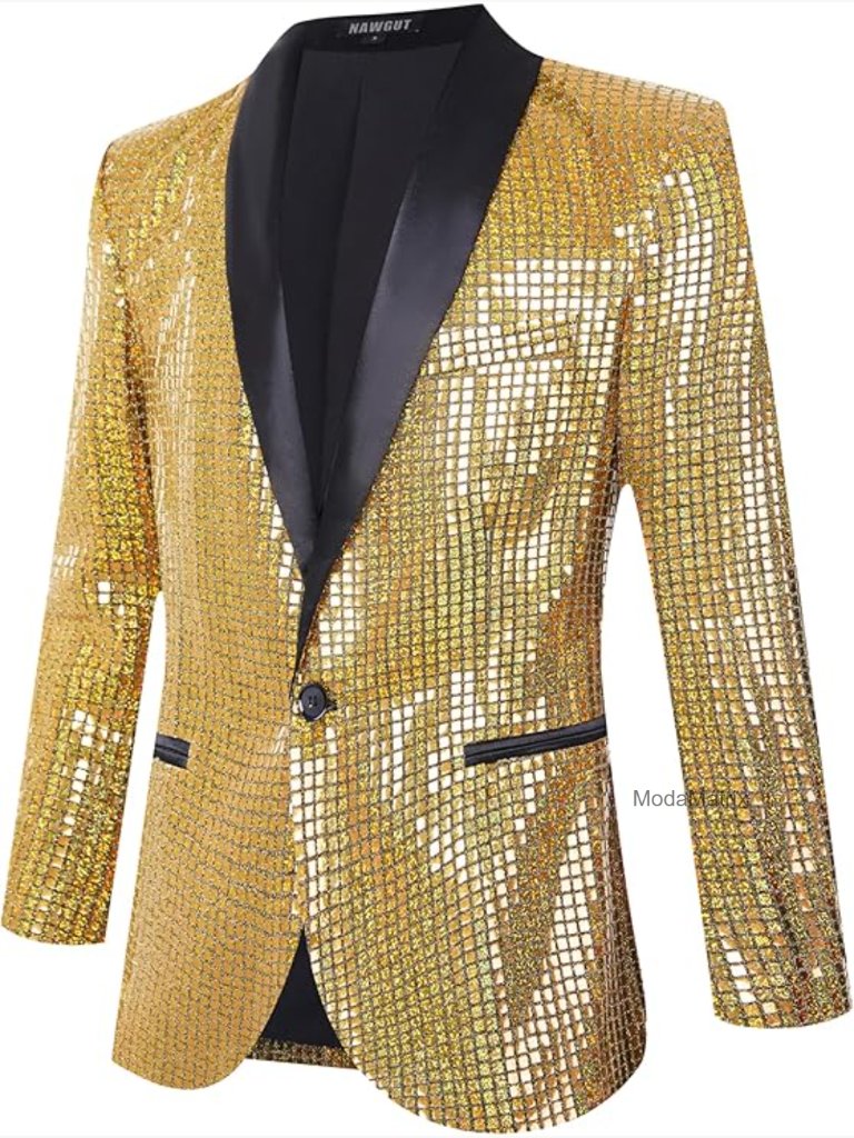 Sequin Blazer Sparkle Sport Coat Mens Classic Fit Polyester Prom Party
